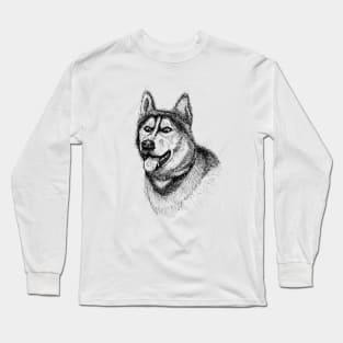 Siberian Husky Illustration Long Sleeve T-Shirt